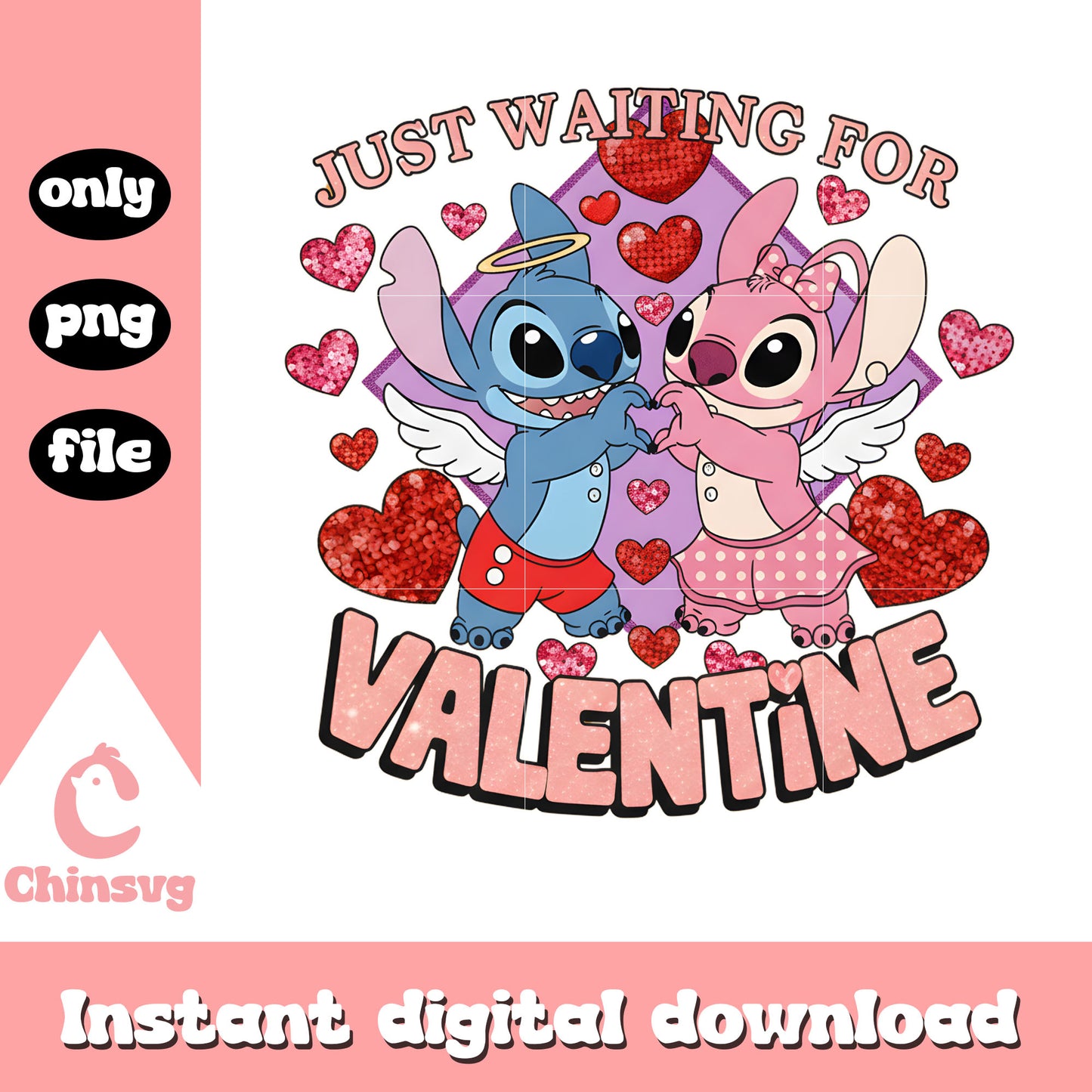 Love valentine couple angel png, stitch valentine​​​​​ png