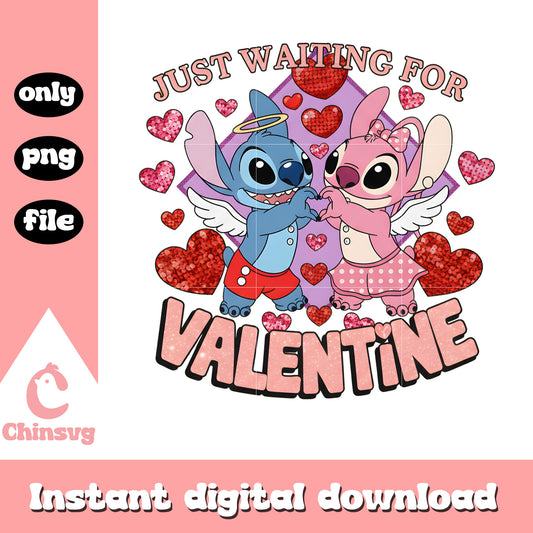Love valentine couple angel png, stitch valentine​​​​​ png
