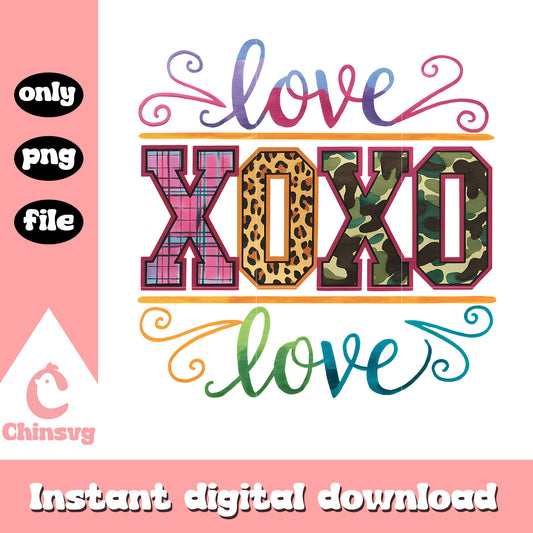 Love xoxo valentine font design png, xoxo png, valentine png