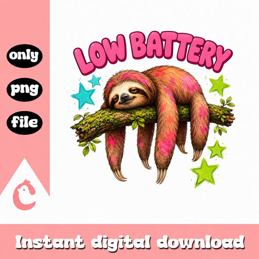 Low Battery Sloth PNG, Funny Sloth Clipart, Cute Sloth PNG