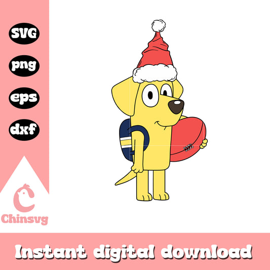 Lucky and rugby ball svg, christmas svg, bluey characters svg
