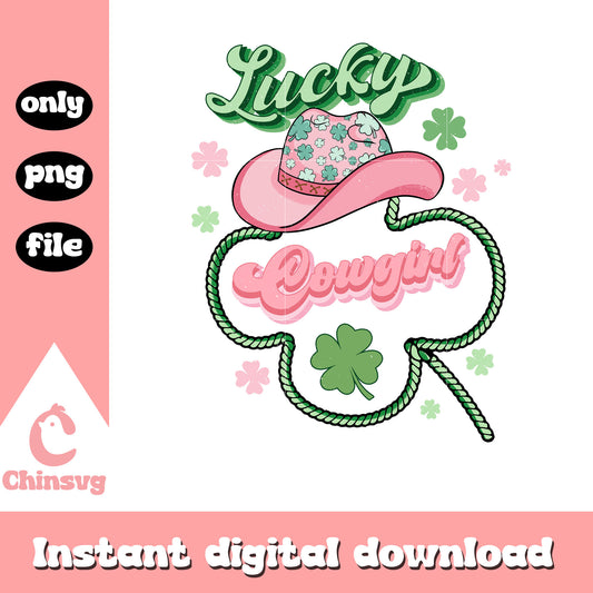 Lucky cowgirl shamrock design png, saint patrick's day png