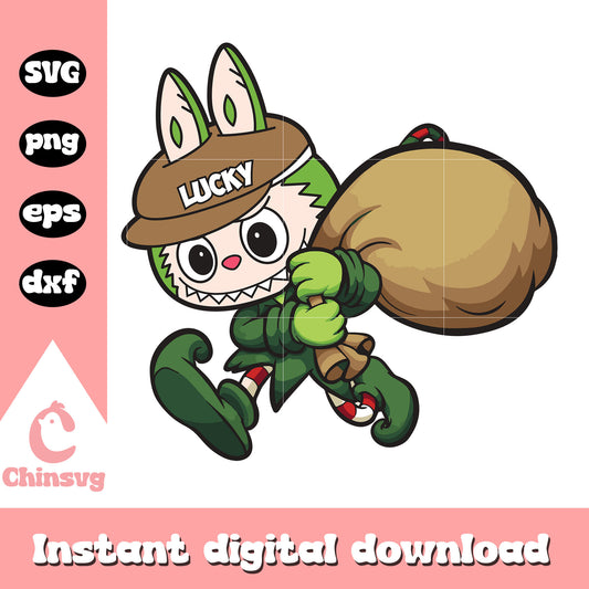 Lucky fortune labubu doll drawing design svg, labubu box svg