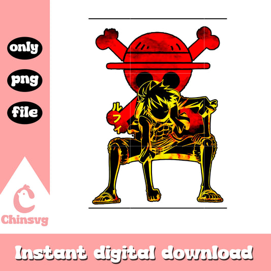 Luffy red skull png, luffy one piece png, luffy character png