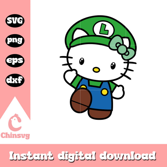 Luigi Hello Kitty svg, hello kitty svg, luigi mario​ svg