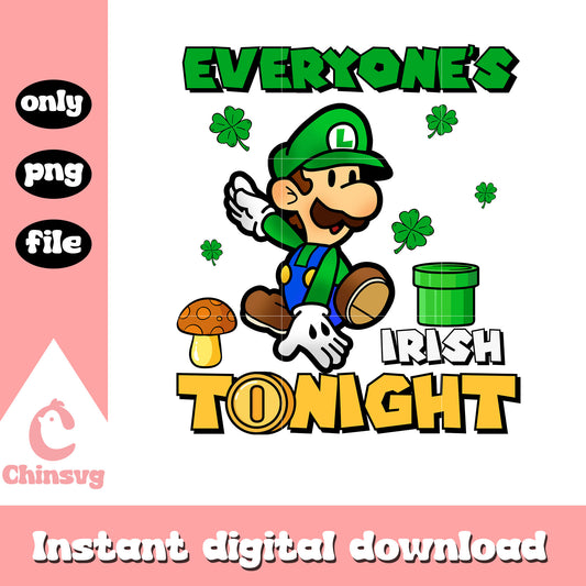 Luigi everyon's irish tonight png, super mario png, patrick png