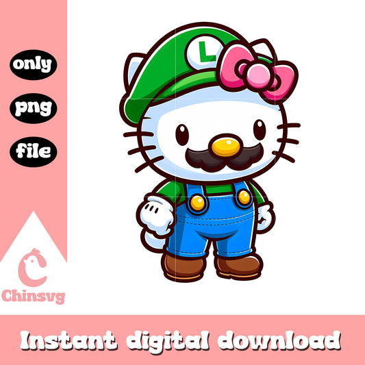 Luigi hello kitty png, hello kitty costume png, cartoon png