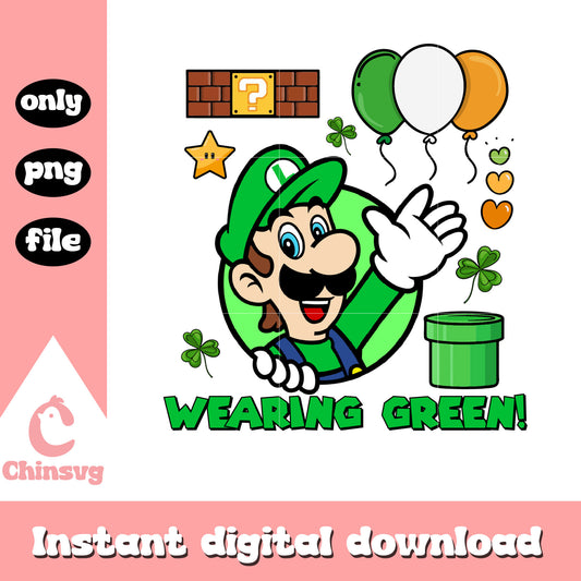Luigi wearing green png, happy saint patricks day png