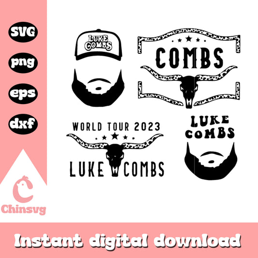 Luke comb world tour 2023 bundle svg, luke comb svg, world tour svg