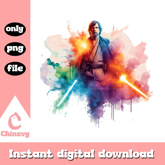 Luke skywalker watercolor design png, luke skywalker png