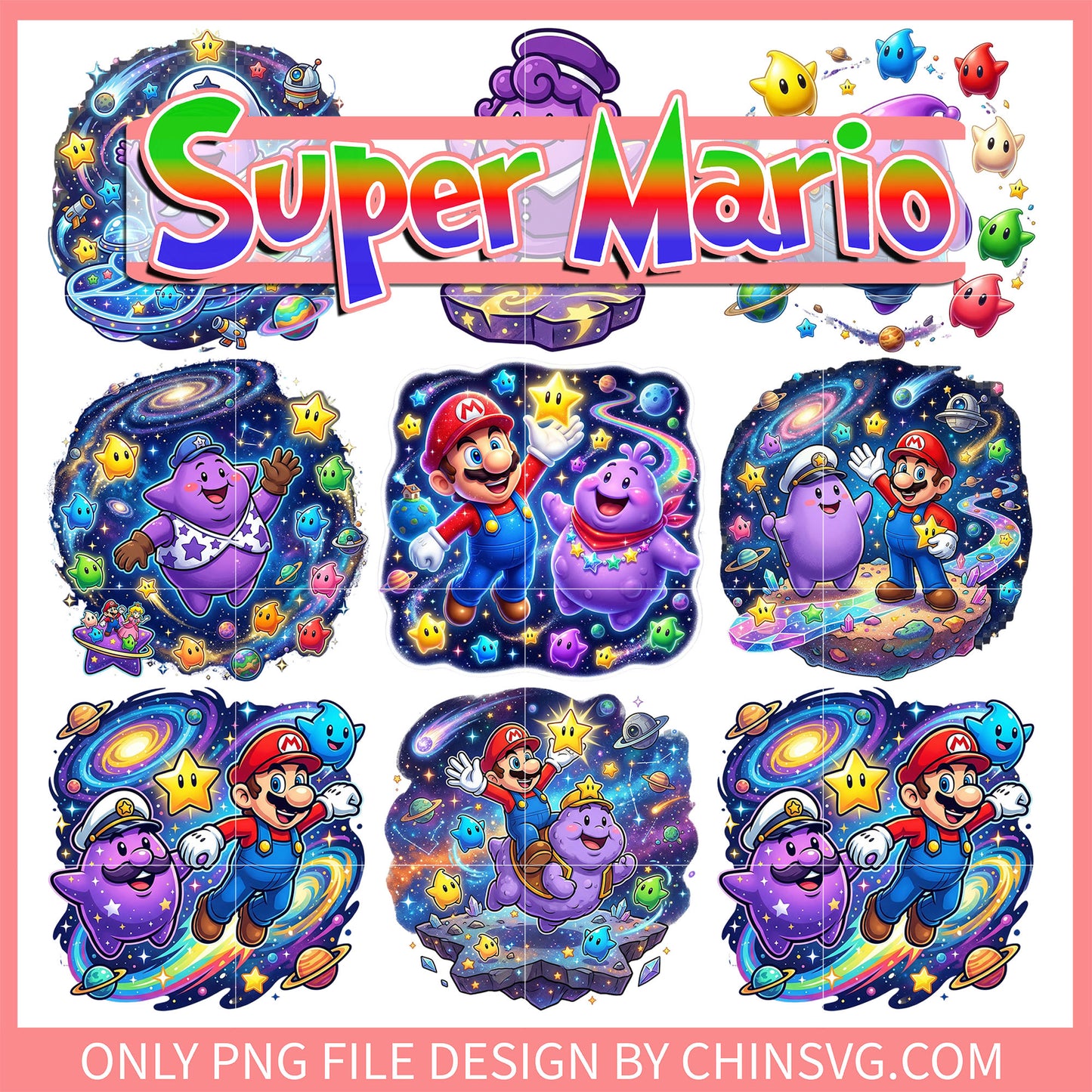 Luma mario galaxy design bundle png