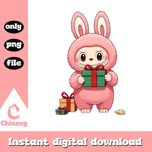 Lychee berry labubu and christmas gift png, labubu box png