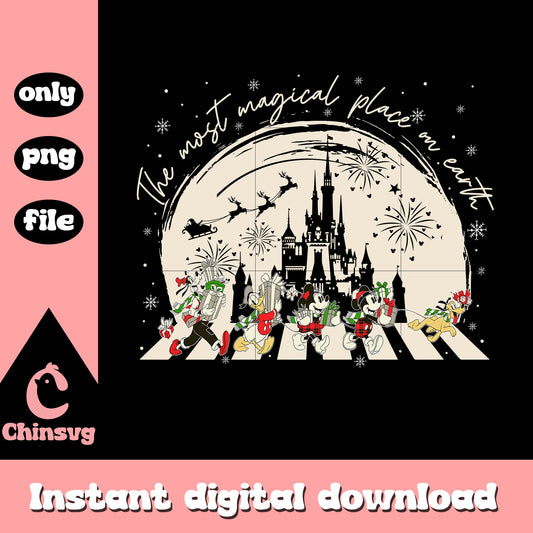 Magical place on earth disney christmas quote png, disney friends png