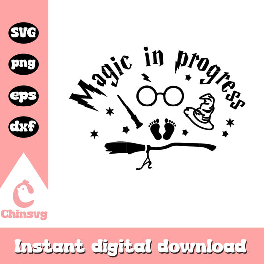 Magic in progress svg, logo harry potter​ svg, harry potter svg
