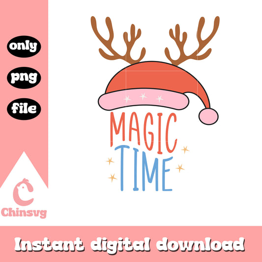 Magic time santa hat reindeer png, santa hat png, christmas png