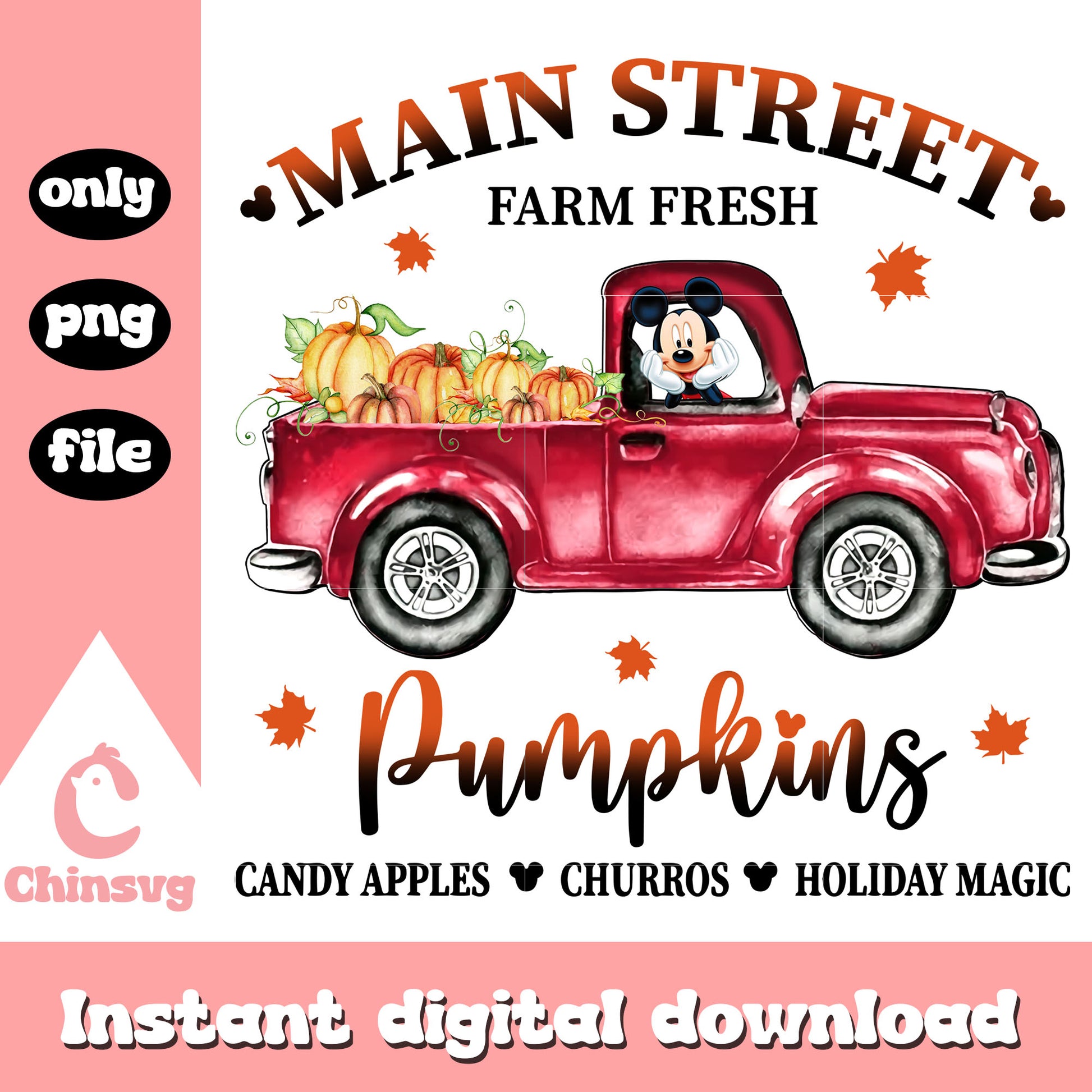 Main street pumpkins mickey disney quote design png, pumpkins png