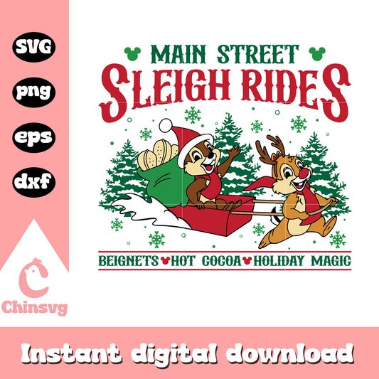 Main street sleigh rides design svg, disney merry christmas svg