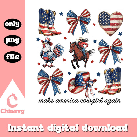 Make america cowgirl again design png, happy 4th of july​ png