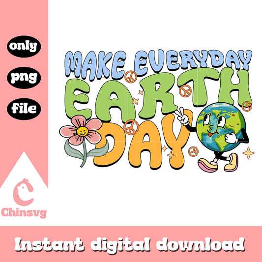 Make everyday earth day cartoon earth design png, earth day facts​ png