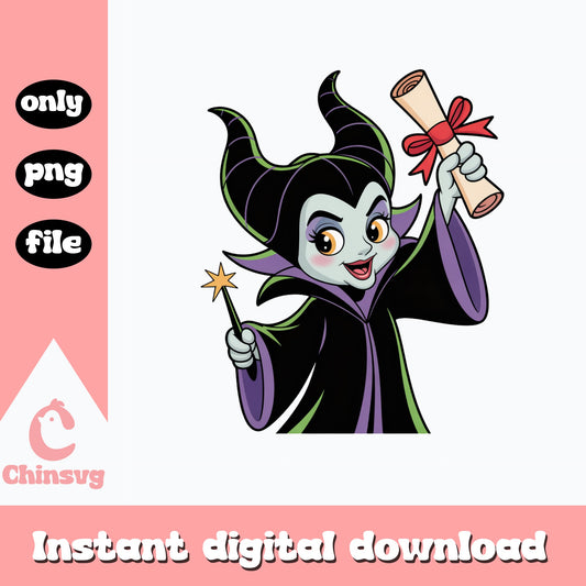 Maleficent Graduation PNG, Disney Villain Graduate, Cute PNG