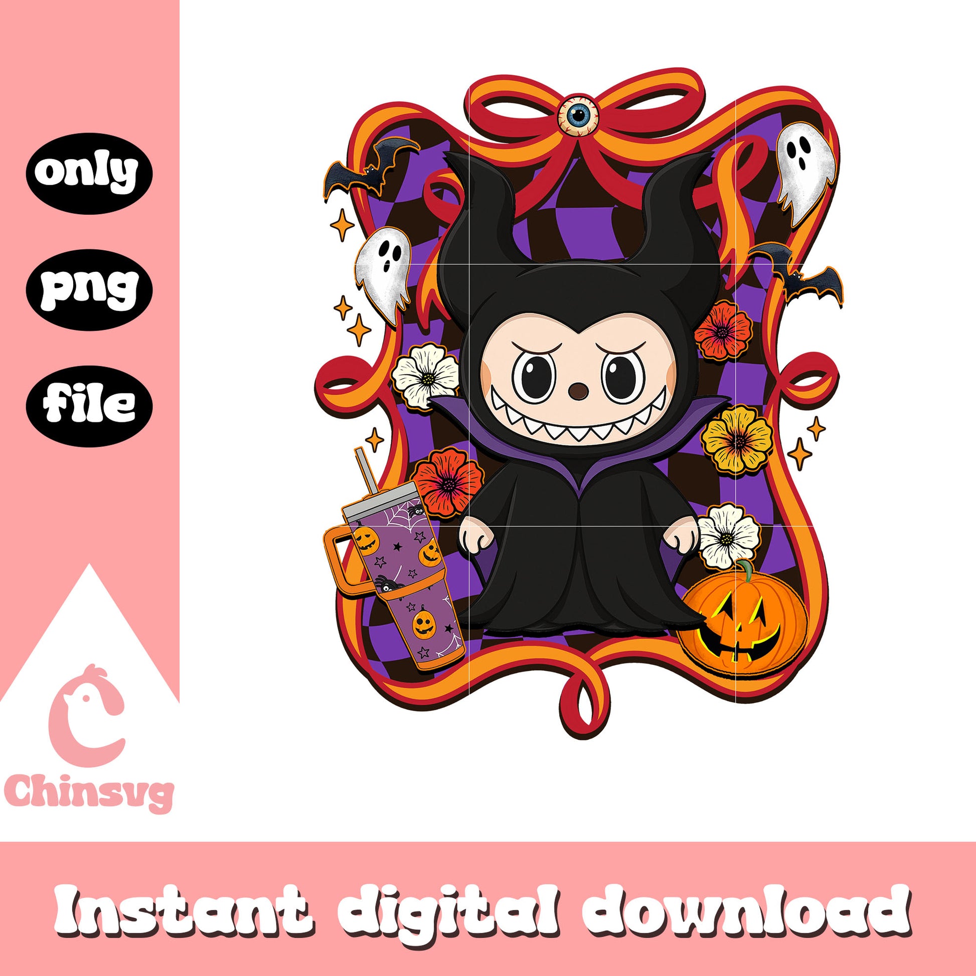 Maleficent halloween labubu bow png, maleficent disney png