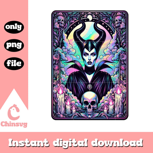 Maleficent portrait tarot card design png, Maleficent witch png