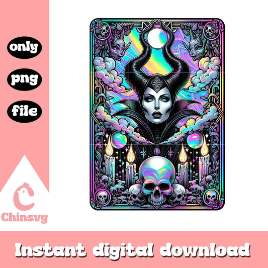 Maleficent tarot card skull design png, Maleficent tarot card png