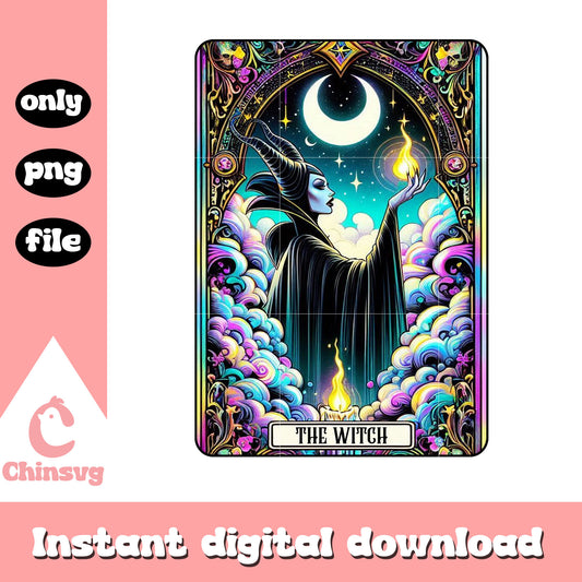 Maleficent the witch tarot card design png, Maleficent tarot card png