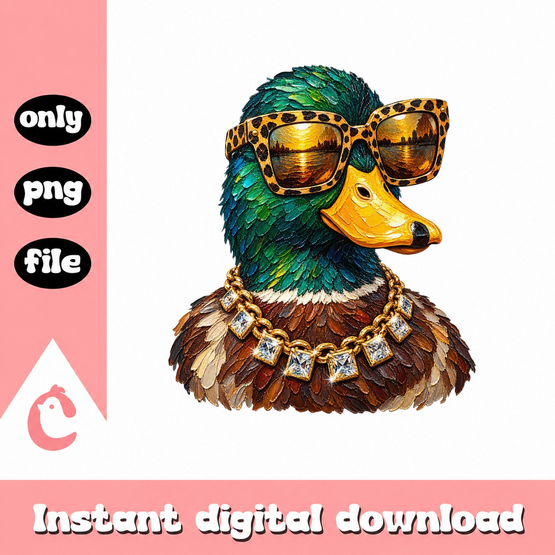 Mallard Duck With Sunglasses PNG, Funny Duck Clipart, PNG File