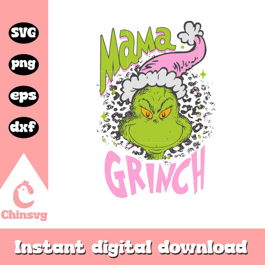 Mama grinch christmas pink svg, pink grinch svg​, grinch head svg​
