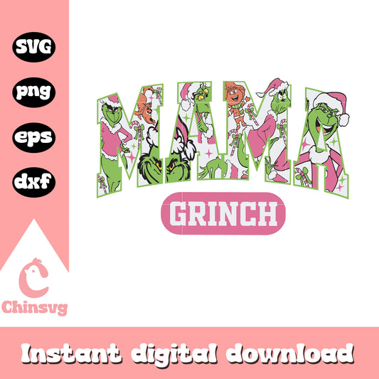 Mama grinch pink logo christmas design svg, the grinch logo​ svg