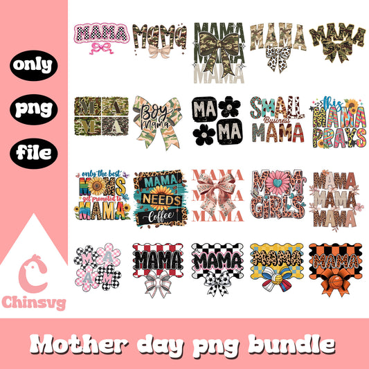 Mama sports bow design bundle png