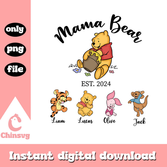 Mama bear est 2024 png, winnie the pooh png, disney png