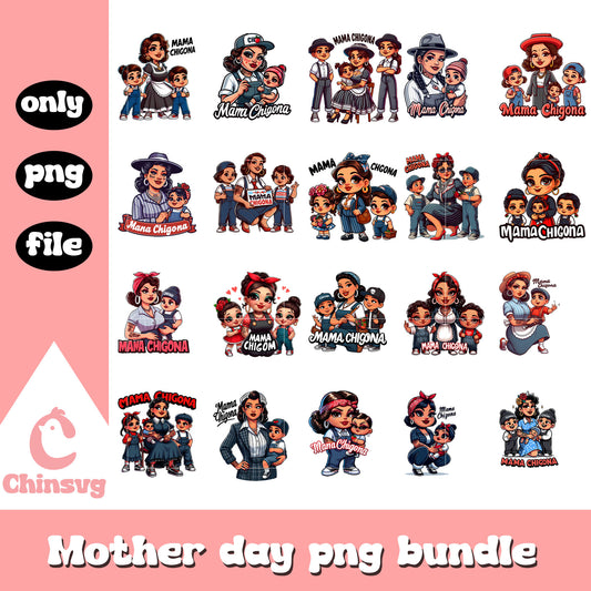 Mama chigona ans childrens bundle png, mama png, mother day png