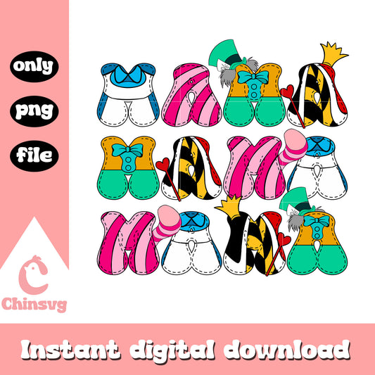 Mama disney characters font design png, disney characters png