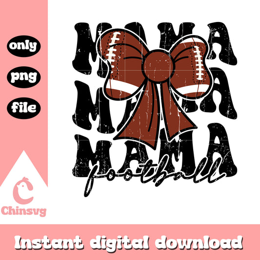 Mama football bow font design png, mama png, football png