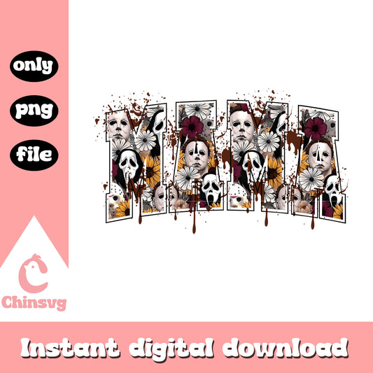 Mama horror characters floral design png, mama horror png