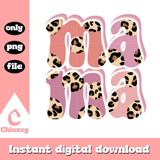 Mama leopard pattern design png, mother's day png, mama png