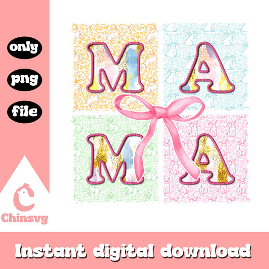 Mama pastel bunny design png, happy easter's day png, bunny png