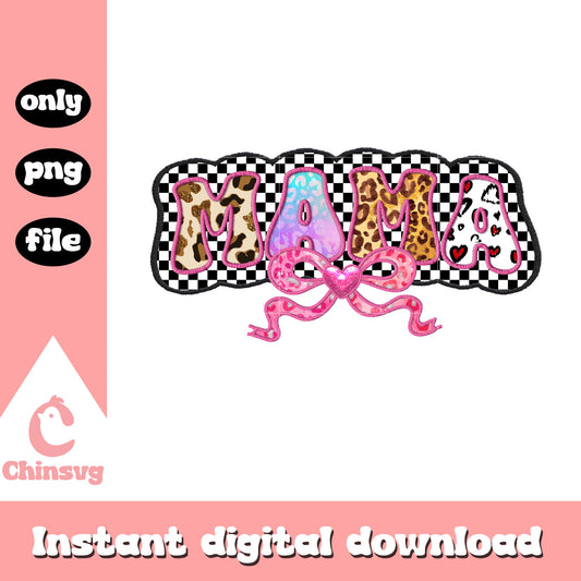 Mama pink bow design png, mothers day png, pink bow png