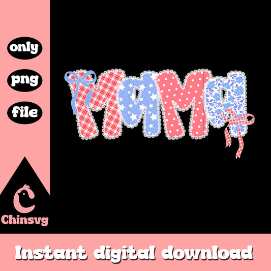 Mama red and blue coquette font png, mama big text png