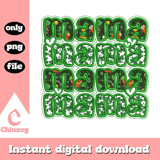 Mama shamrock lucky day png, mama png, st.patrick day png