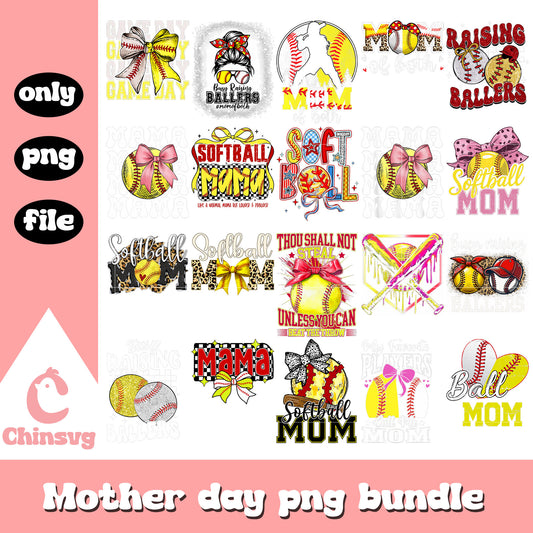 Mama softball mother day bundle png, softball png, mother's day png