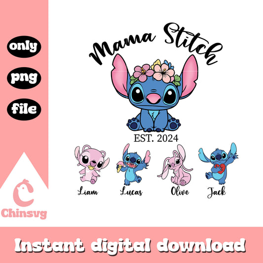 Mama stitch and baby png, stitch character png, mama png
