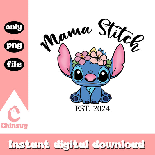 Mama stitch est 2024 png, stitch character png, disney png