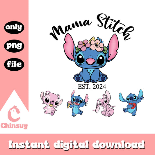 Mama stitch est 2024 png, stitch character png, mama png