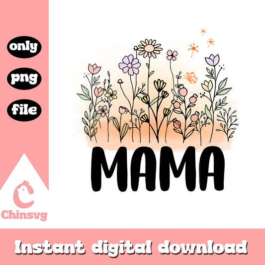 Mama vintage floral font design png, vintage png, font design png