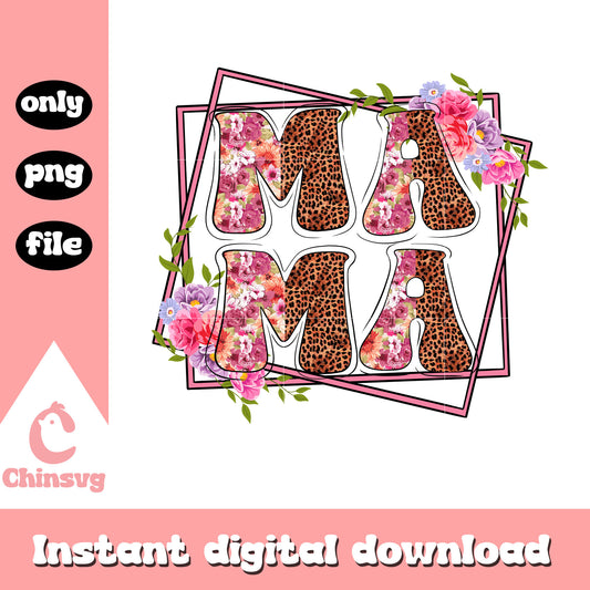 Mama vintage flower design png, happy mothers day floral png