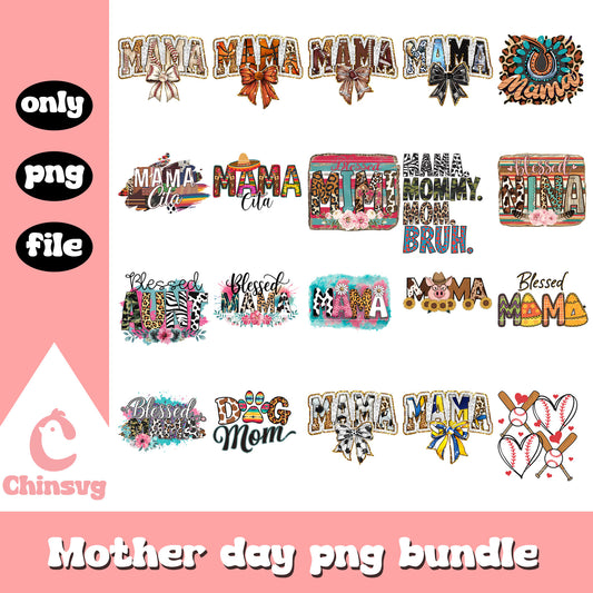 Mama vintage font design bundle png, mother of day png, mama png