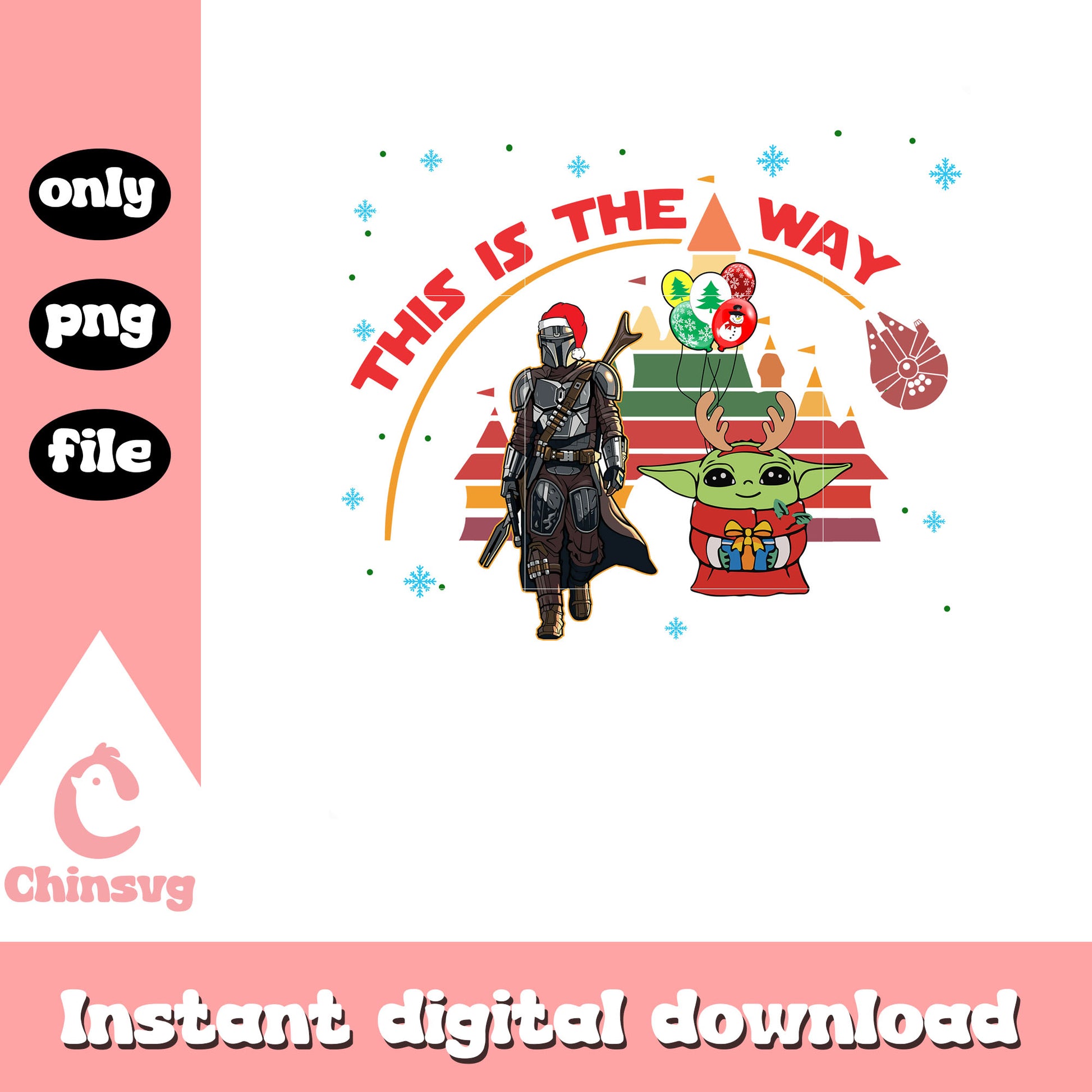 Mandalorian x yoda this is the way png, christmas png